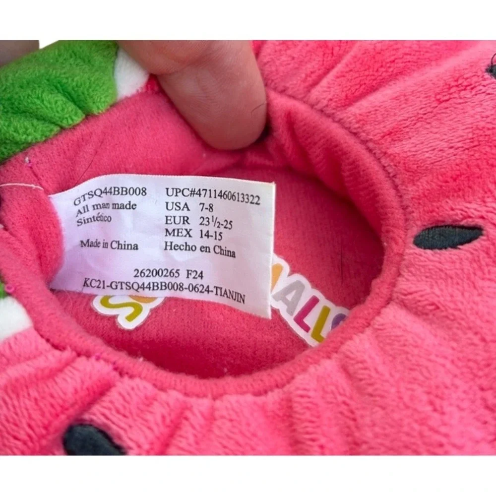 Squishmallows Wanda Watermelon Plush Slippers Pink/Green‎ Girls 7-8
